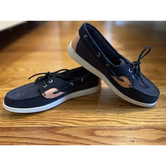 Sperry Women's Top-Sider Boat Shoes Embossed Collar Outsole Size 8.5 Navy Pink - Picture 6 of 11
